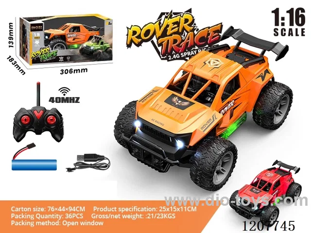 1:16 four-way off-road vehicle with lights (including batteries) red/orange
