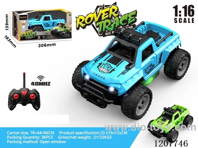 1:16 Four-way off-road vehicle with lights (excluding batteries) blue/green