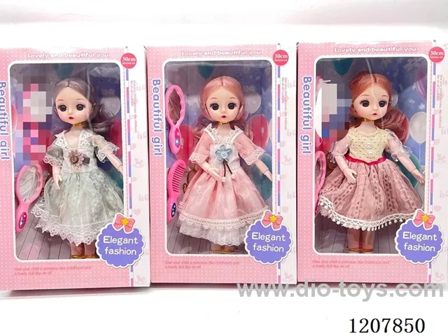 12 inch 11 joints 3D Barbie with comb mirror-three mixed
