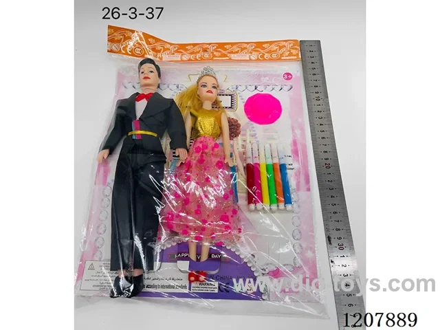 11-inch couple Barbie with watercolor pen hat