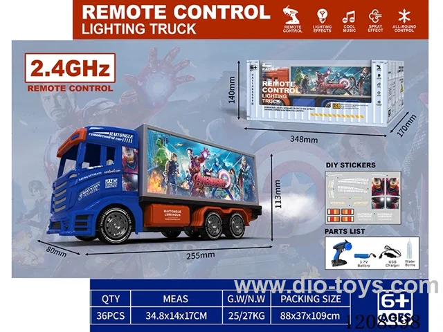 2.4G 8ch rc Container truck W L/M/spray included battery