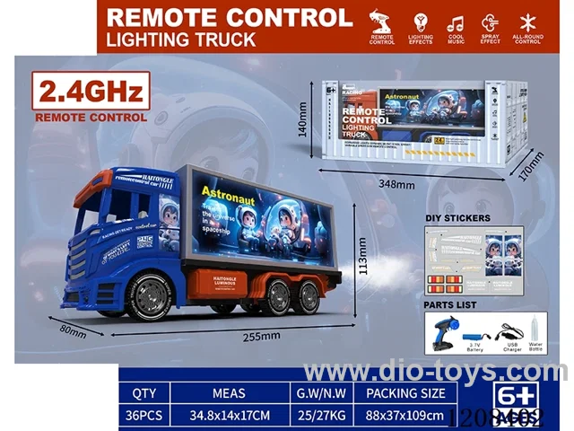 2.4G 8ch rc Container truck W L/M/spray included battery