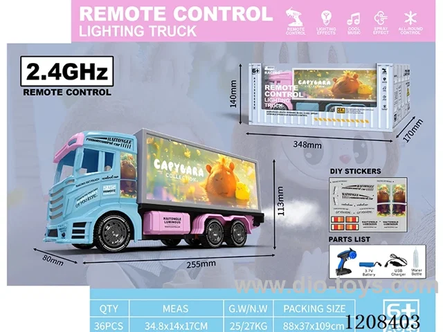2.4G 8ch rc Container truck W L/M/spray included battery