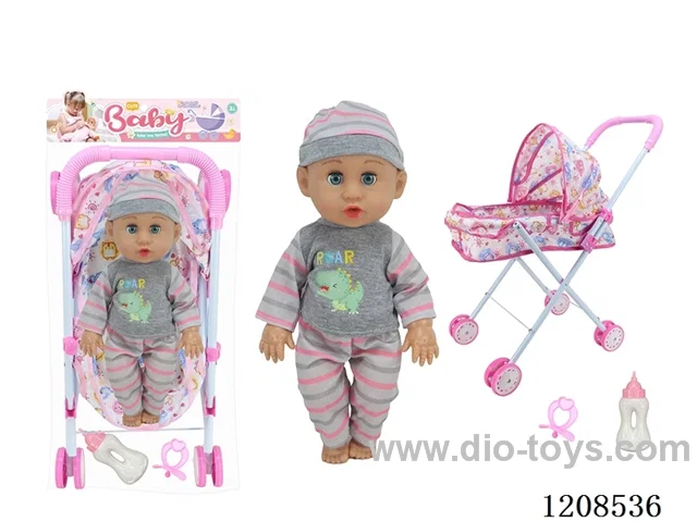 14 inch empty doll+tent iron cart +ic+ bottle/nipple