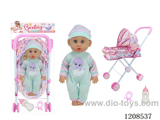 14 inch empty doll+tent iron cart +ic+ bottle/nipple