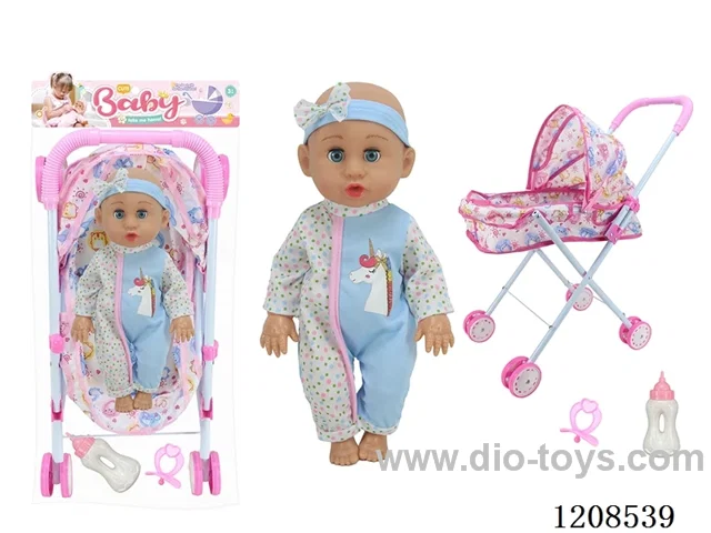 14 inch empty doll+tent iron cart +ic+ bottle/nipple