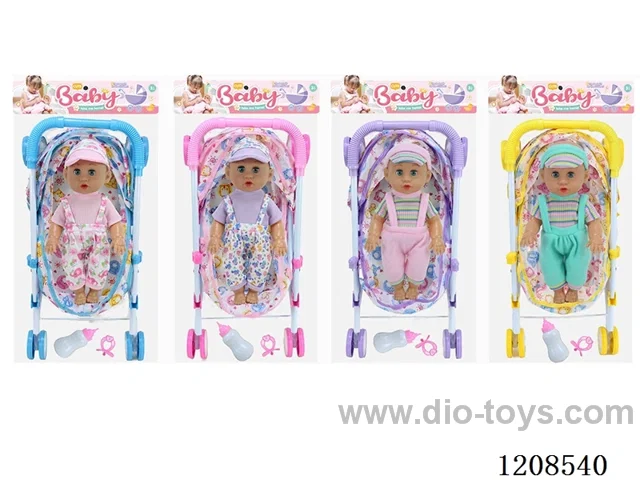 14 inch empty doll+tent iron cart +ic+ bottle/nipple (four mixed)