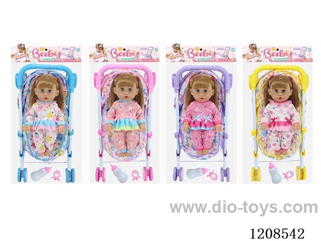 14 inch empty doll+tent iron cart +ic+ bottle/nipple (four mixed)