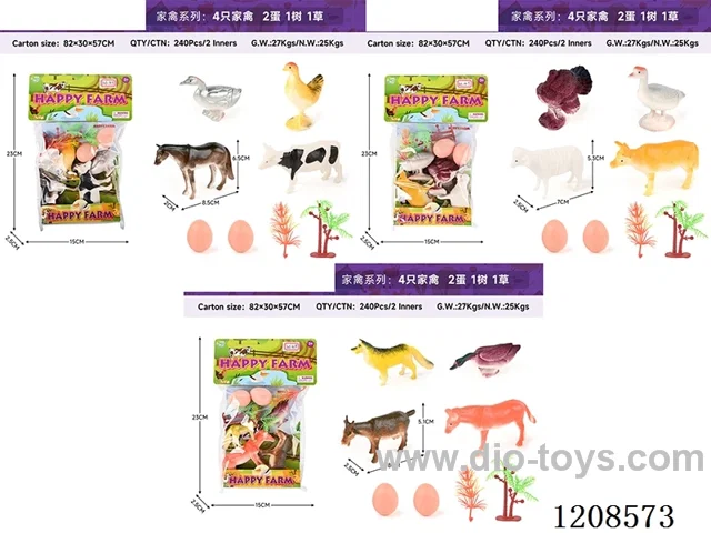 animal set-4 farms (three mixed), 2 eggs, 1 tree and 1 grass.