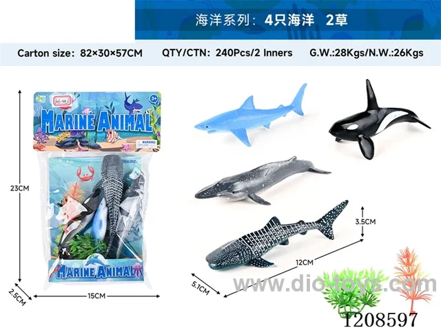 animal set-4 oceans and 2 grasses
