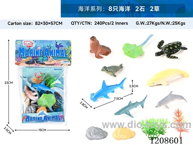 animal set-Eight oceans, two stones and two grasses.