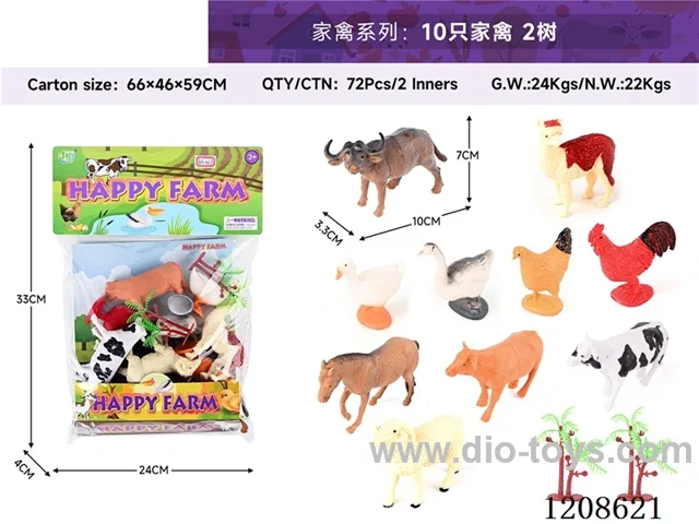 animal set-10 poultry and 2 trees