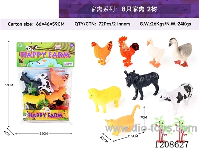 animal set-8 poultry and 2 trees