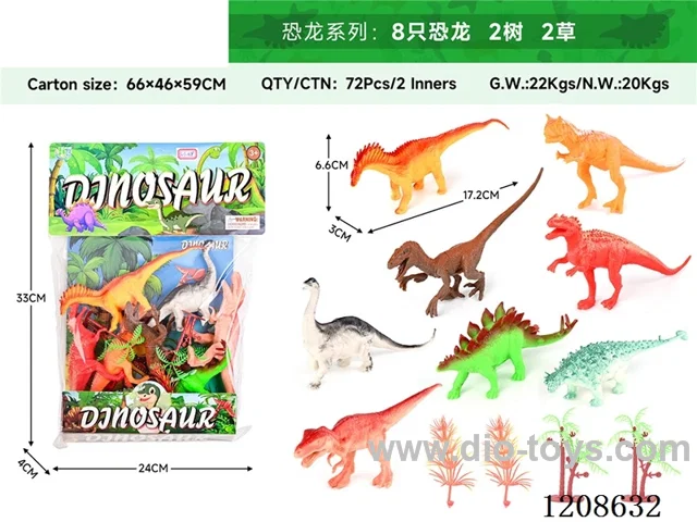 animal set-8 dinosaurs, 2 trees and 2 grasses.
