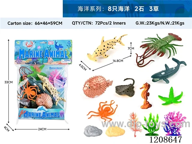 animal set-Eight oceans, two stones and three grasses.