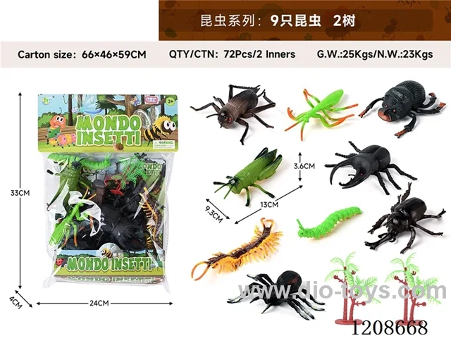 animal set-9 insects and 2 trees