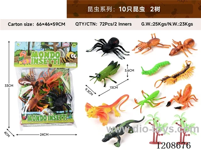 animal set-10 insects and 2 trees