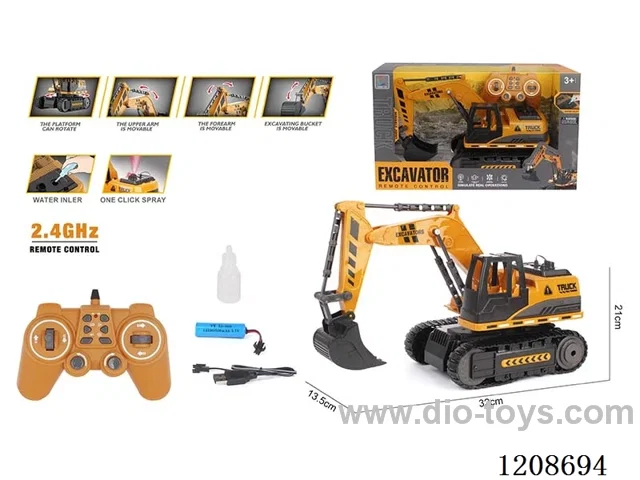 2.4G 12ch rc excavator with light/spray included battery