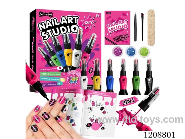 2-in-1 manicure set with 6-color nail polish reference books