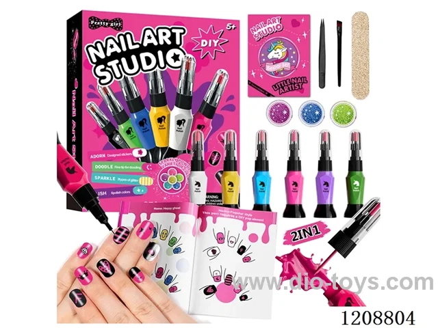 2-in-1 manicure set with 6-color nail polish reference books