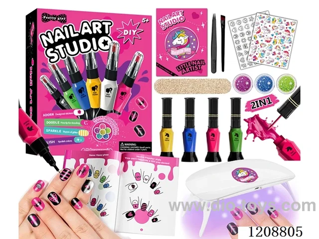 2-in-1 Manicure set with 4-color nail polish reference books