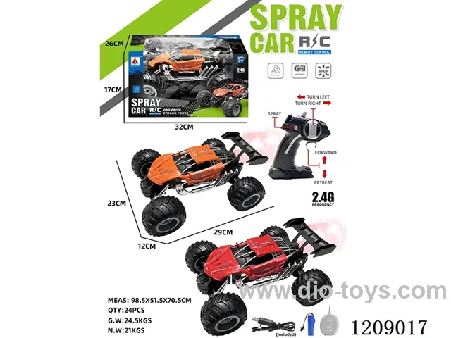 2.4G 5ch rc car with spray included battery 2 colors