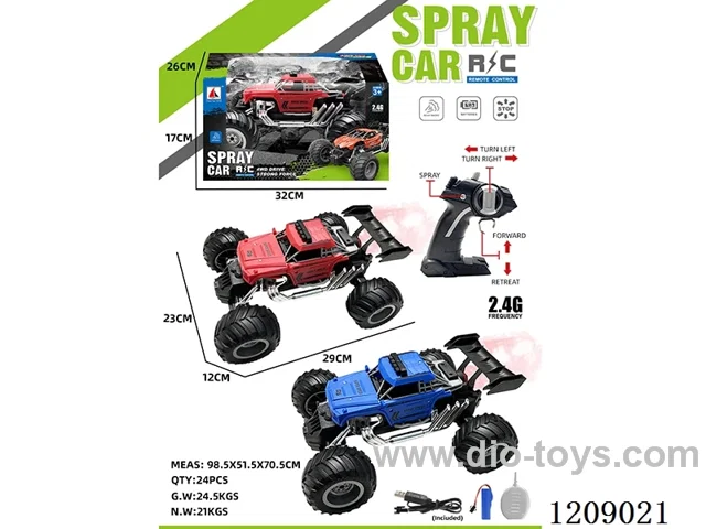 2.4G 5ch rc car with spray included battery 2 colors