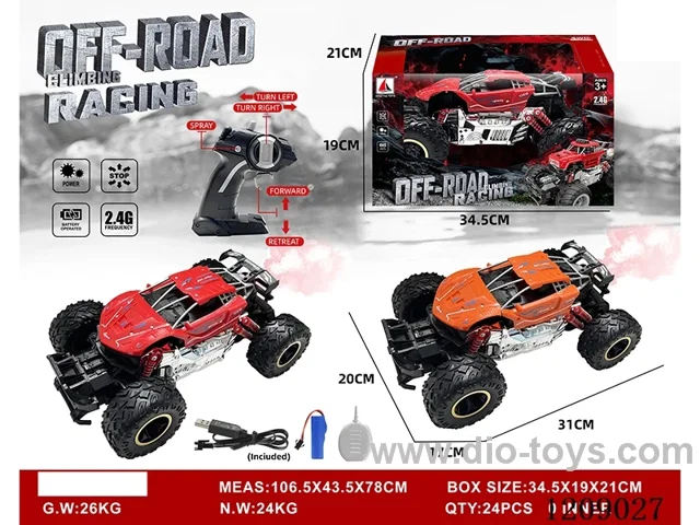 2.4G 5ch rc car with spray included battery 2 colors