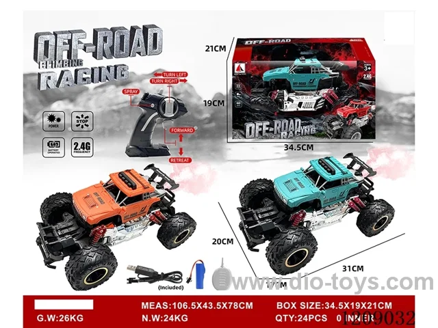 2.4G 5ch rc car with spray included battery 2 colors