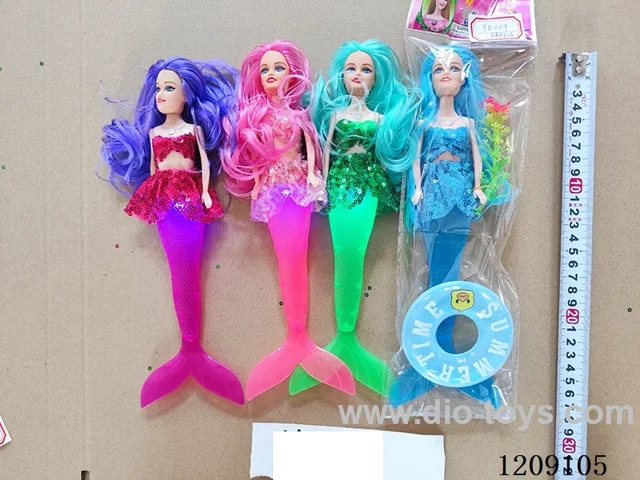 9 inch doll set - Light mermaid + Water plant + Swimming ring (4 color mix)
