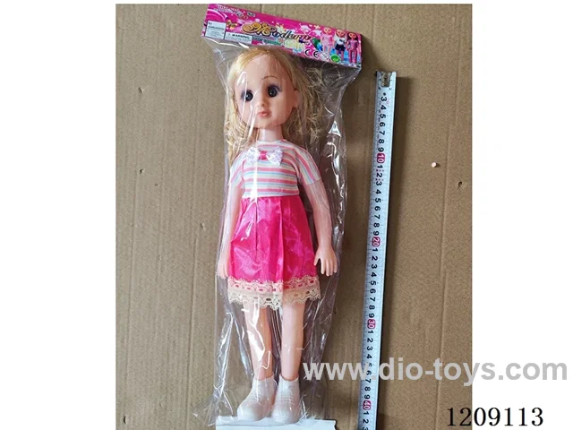 18 inch doll set - Big Head 3D eyes + striped dress + music