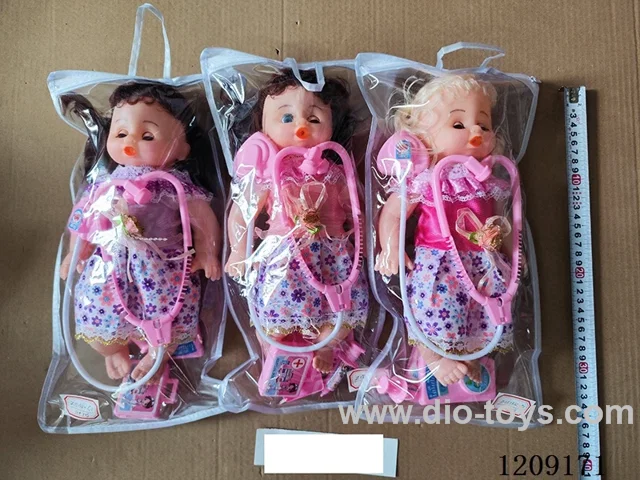 14 inch doll set - Lace dress + music + medical kit 5 piece set + hanging bag