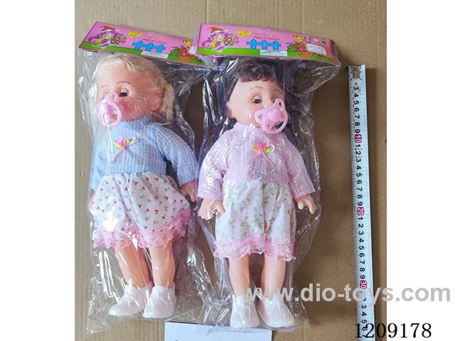 14 inch doll set - Plaid top floral skirt + pacifier