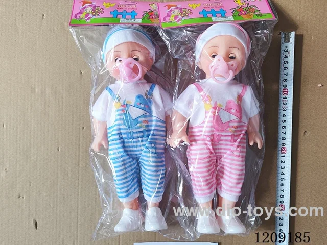 14 inch doll set - Printed suspenders + pacifier