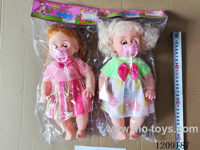 16 inch doll set - Velvet dress + pacifier (2 hairstyles)