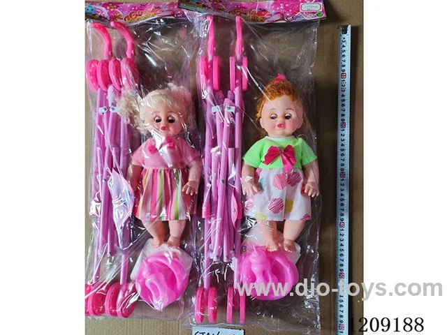 16 inch doll set - Velvet dress Absorbent pee + Music + Big cart (2 hairstyles)