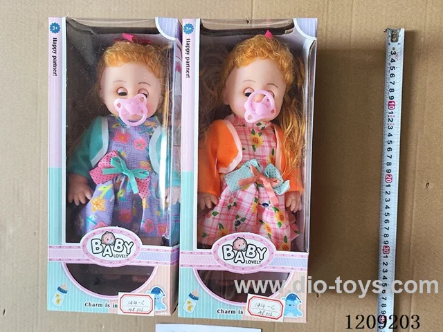 16 inch doll set - Fleece Cardigan Skirt + Pacifier (2 hairstyles)