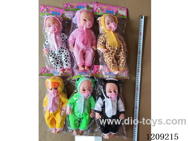 16 inch doll set - Animal Jumpsuit + Pacifier (6 mixed)