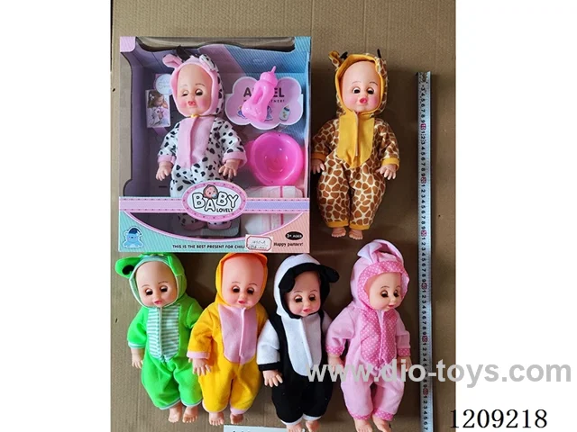 16 inch doll set - Animal Jumpsuit Absorbent Pee + Music box (6 mixed)