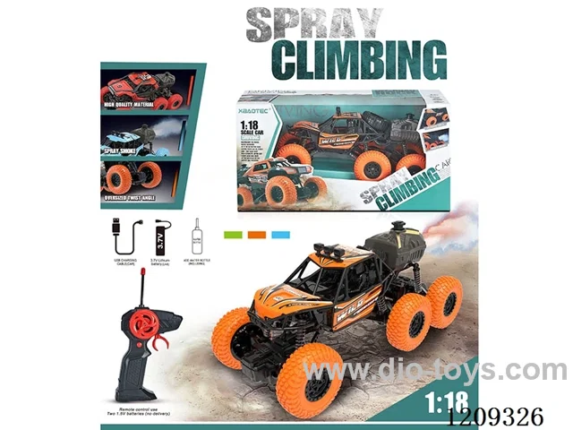 27MHZ 1:18 6-wheel rc car with light/spray included battery