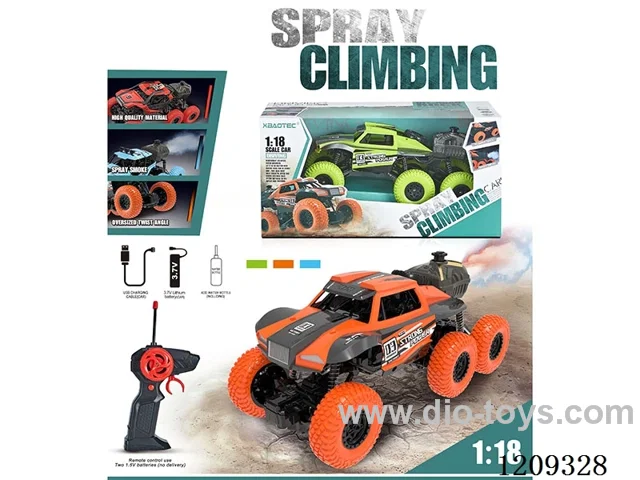 27MHZ 1:18 6-wheel rc car with light/spray included battery