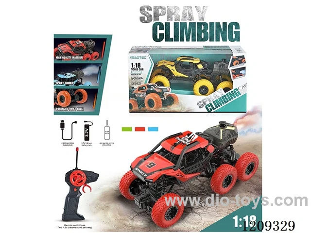 27MHZ 1:18 6-wheel rc car with light/spray included battery