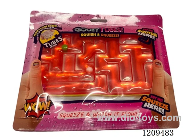 Rectangular maze decompresses pink water bag