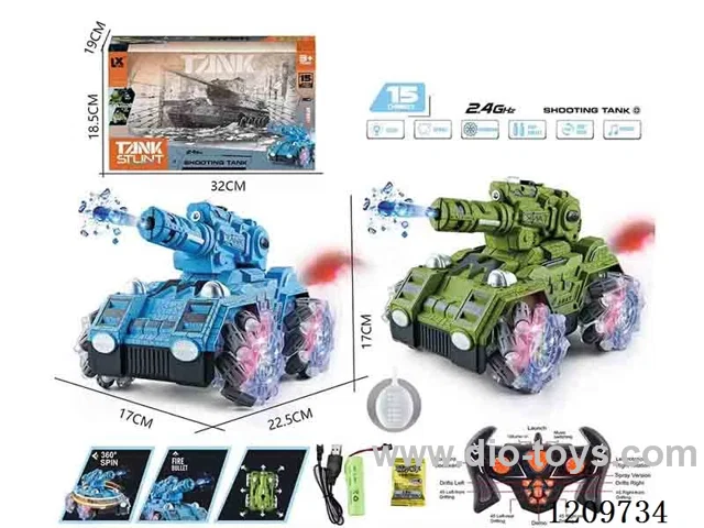 15ch 4WD rc stunt tank W L/M/spray/shooting function included battery