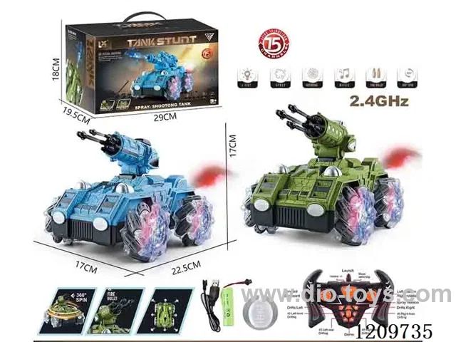 15ch 4WD rc stunt tank W L/M/spray/shooting function included battery