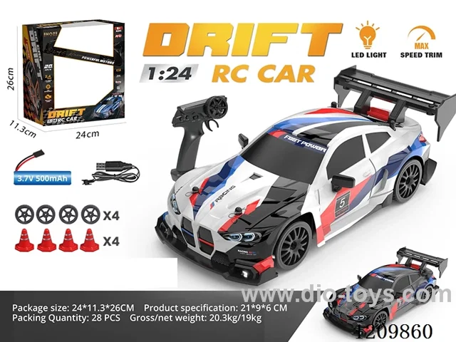 1:24 Half Proportional Drift BMW rc car- Black/White Including Battery