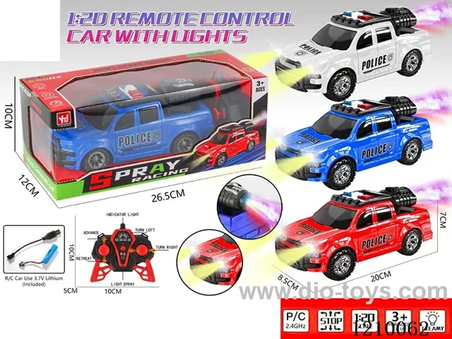 2.4G 5ch rc car with light /spray included 3.7V Lithium battery +USB cable/bottle