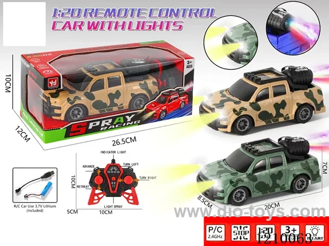 2.4G 5ch rc car with light /spray included 3.7V Lithium battery +USB cable/bottle