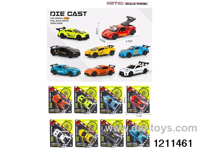1:64 Alloy Pull Back Car in Blister card