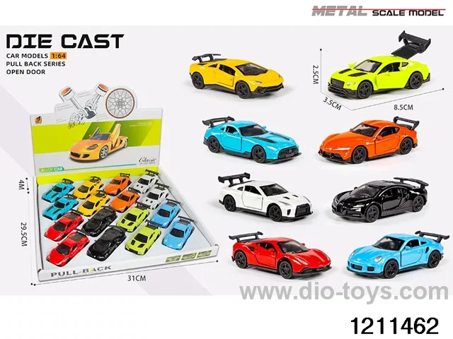 1:64 Alloy Pull Back Car in display box